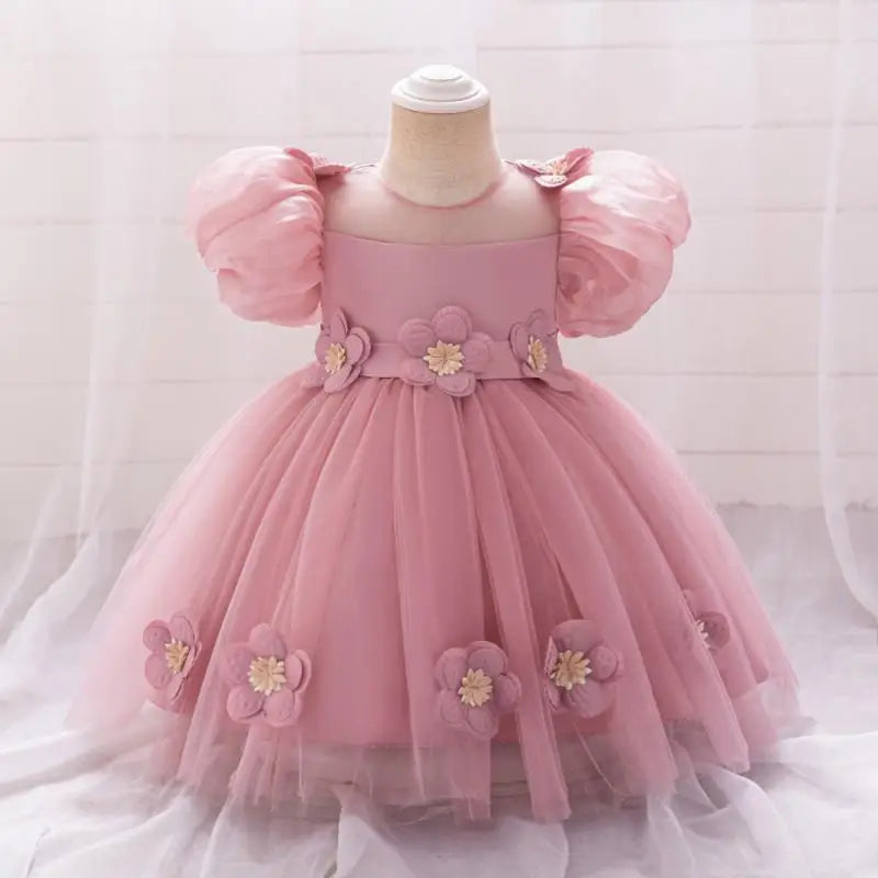 MQTIME  -  Baby and Girl's New Sticker Bubble Sleeve Bow Sweet and Cute Fashionable Mesh Princess Dress Christmas Wedding Flower Girl Dress
