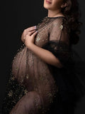 MQTIME  -   Maternity Photography Goddess Maternity Dress for Photo Shoot Sheer Bronze Sexy Pregnant Women Maternity Outfit Photography