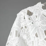 MQTIME  -  Water-Soluble Lace In Vogue Women's Skirt Suit Hollow Loose Top White Black Red Straight Long Party Skirt New Design In Stock