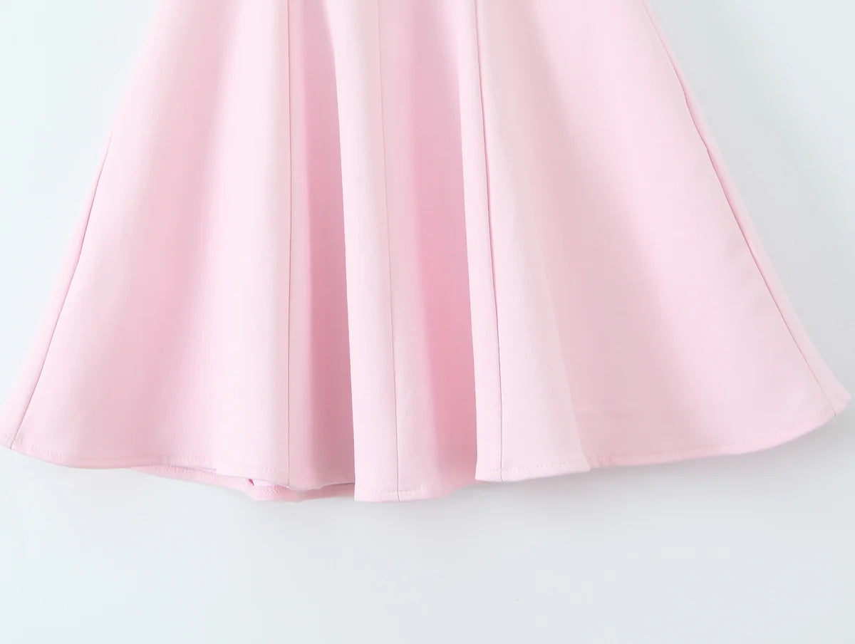 MQTIME  -  Summer New Arrivals Women's Wear Pure Color Temperament Sexy Backless Wave-Style Wide-Sleeve Halter Short Dress