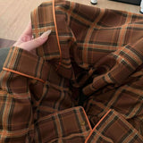 MQTIME  -  Light Luxury New Plaid Pajamas Women's Spring Autumn Winter Comfort High-end Student Dormitory Homewear Suit Comfort Temperament