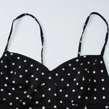 MQTIME  -  Women's French Style Polka Dot Printing Sexy V-neck Camisole Backless Loose Dress Sleeveless Summer Party Gowns