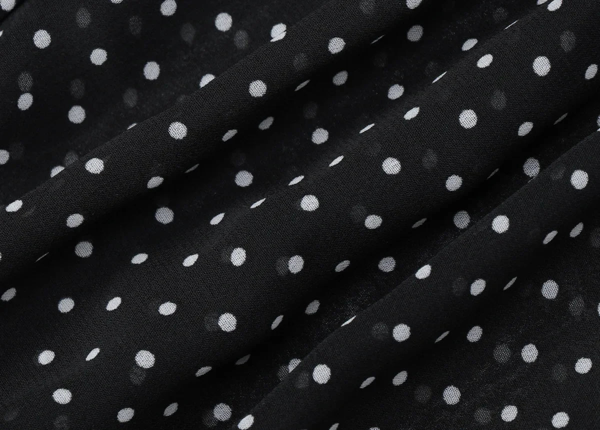 MQTIME  -  New Fashionable Polo Collar Patchwork Dot Mini Dress For Women Patchwork See-Through Elegant Party Dress Women's Autumn Dress