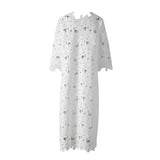 MQTIME  -  Water-Soluble Lace In Vogue Women's Skirt Suit Hollow Loose Top White Black Red Straight Long Party Skirt New Design In Stock