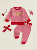 MQTIME  -  Infant Christmas Clothes Set with Gingerbread Man Embroidery Pullover and Striped Pants Perfect for the Holidays