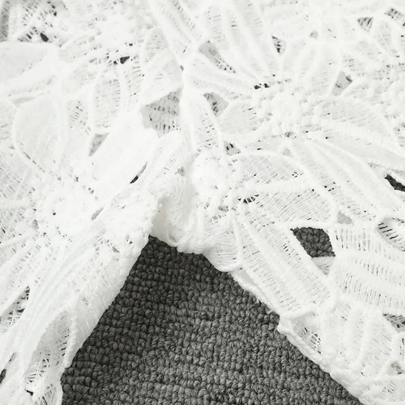 MQTIME  -  Water-Soluble Lace In Vogue Women's Skirt Suit Hollow Loose Top White Black Red Straight Long Party Skirt New Design In Stock