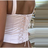 MQTIME  -   Sexy Flower Embroidery Tube Top Women Fashion Sleeveless Backless Lace Up Slim Sling Tops Female 2025 Summer Beach Lady Vest