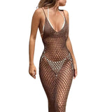 MQTIME  -  Women's Summer Knitted Deep V Neck Cover Ups Crochet Cutout Backless Split Dress Hollow Out Bikini Swimsuit Sundress