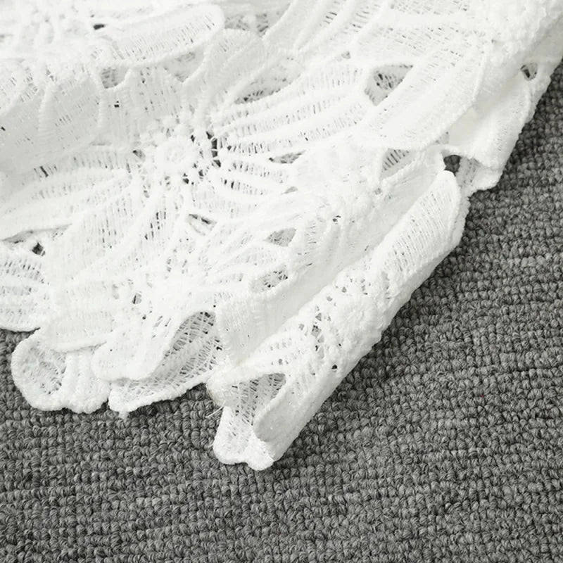 MQTIME  -  Water-Soluble Lace In Vogue Women's Skirt Suit Hollow Loose Top White Black Red Straight Long Party Skirt New Design In Stock