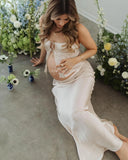 MQTIME  -  Maternity Photo Shoot Dress Maternity Photography Backless Irregular Hem Strapless Half Dress for Parties