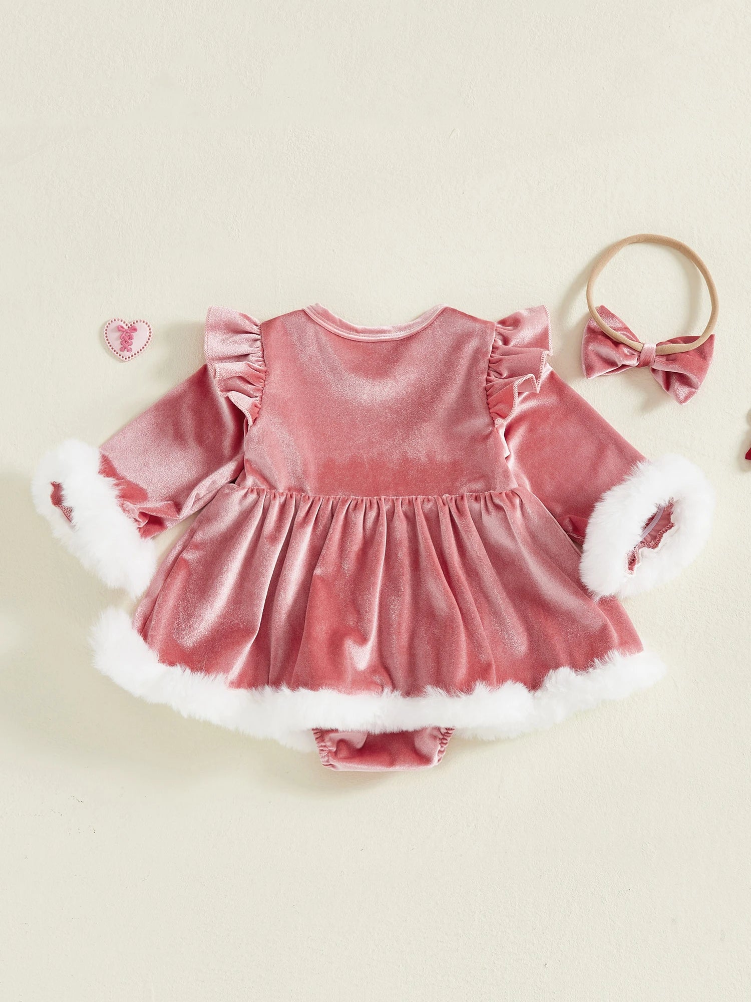 MQTIME  -  Infant Girls 3Pcs Winter Holiday Ensemble Cozy Fleece Jumpsuit with Hat Set Toddler Xmas Costume Outfit Clothes