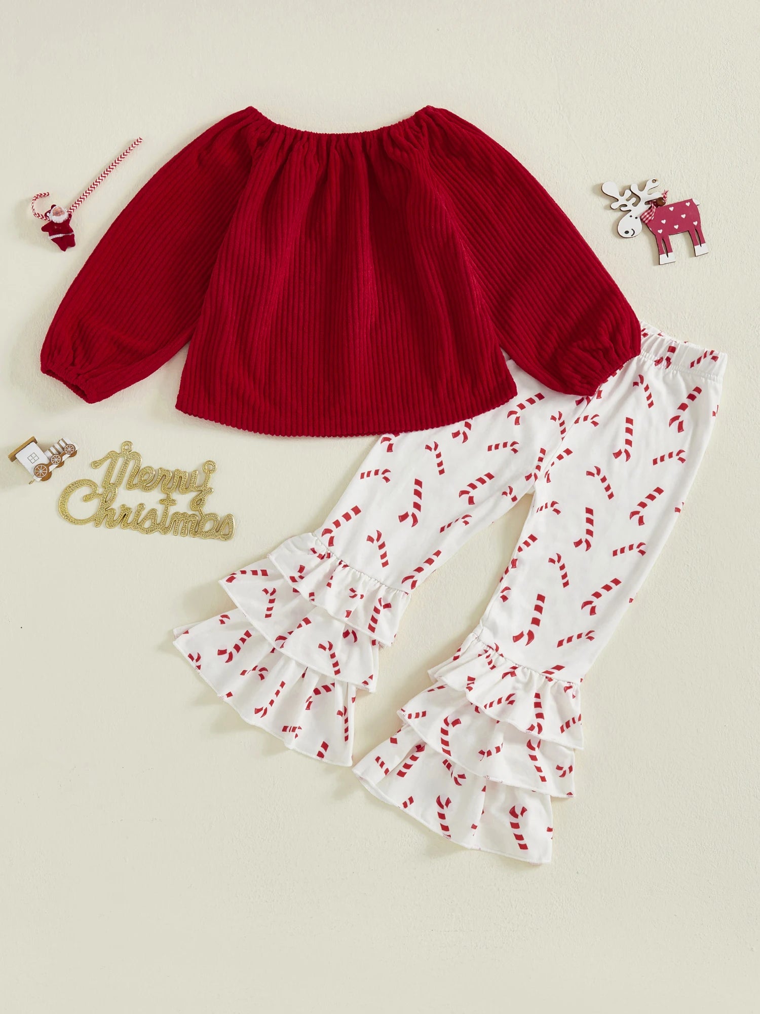 MQTIME  -  Girls Christmas Outfits Long Sleeve Tops and Snowflake Print Leggings Set 2 Piece Clothes for Toddler Girls