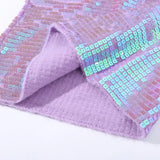 MQTIME  -   Fashion Sequined O-neck Vest Women Sexy Knitted Sleeveless Solid Slim Shinny Tops Female 2025 Casual Summer Party Top Lady