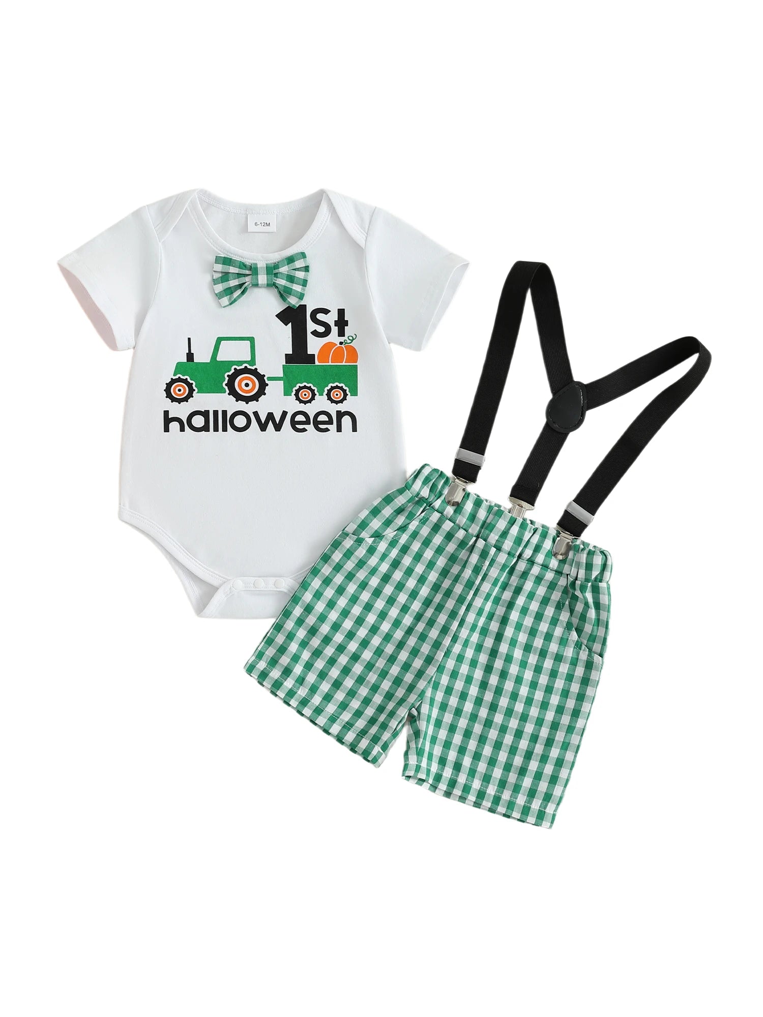 MQTIME  -  Toddler Girl Halloween Costume Pumpkin Print Long Sleeve Romper and Tutu Skirt 2 Piece Set with Headband and Tights