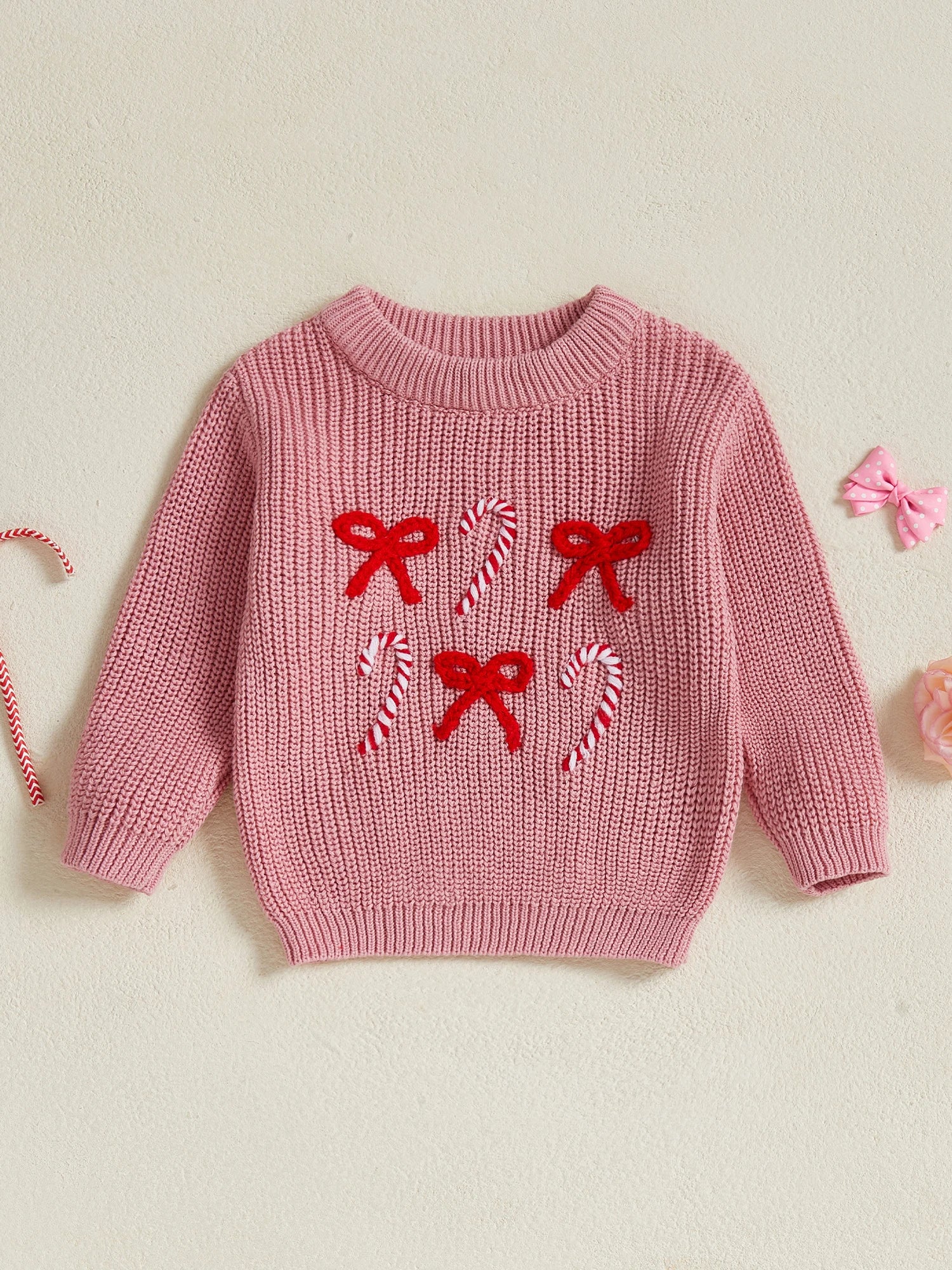 MQTIME  -  Adorable Toddler Girl Christmas Sweaters with Festive Reindeer and Snowflake Embroidery Long Sleeve Round Neck Toddler