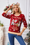 MQTIME  -   Christmas Pattern Round Neck Long Sleeve Sweater