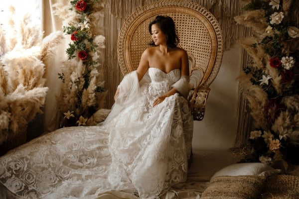 Mqtime Elegant Maternity Rose Floral Lace Dress For Photoshoot Photography Props Outfit Maxi Gown Pregnancy Babyshower Fotoshooting