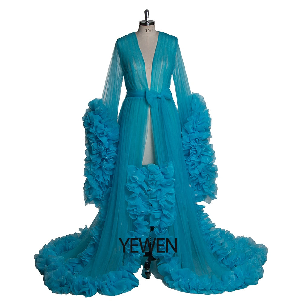 Mqtime Sexy Maternity Photography Dresses Organza Ruffle Pregnancy Shoot Dress Long Women Maxi Maternity Gown Photo Prop YEWEN