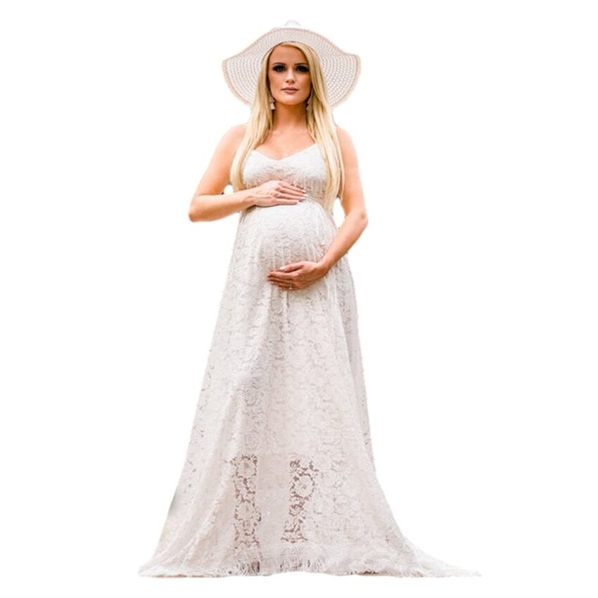 Mqtime Sexy Backless Maternity Photography Dress For Baby Shower Party Evening Pregnancy Maxi Gown White Pregnant Women Photoshoot Prop