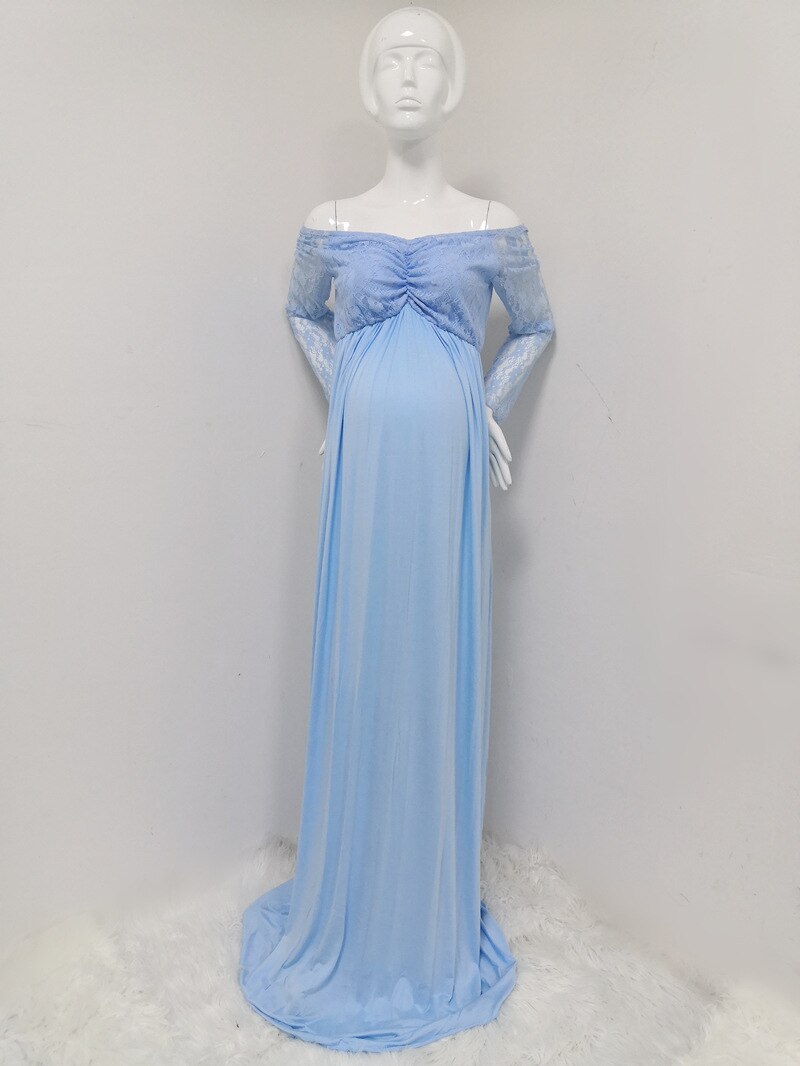 Mqtime Baby Shower Maternity Photography Props Lace Dress Maxi Dress Elegant Pregnancy Photo Shoot Women Maternity Plus Size Dress