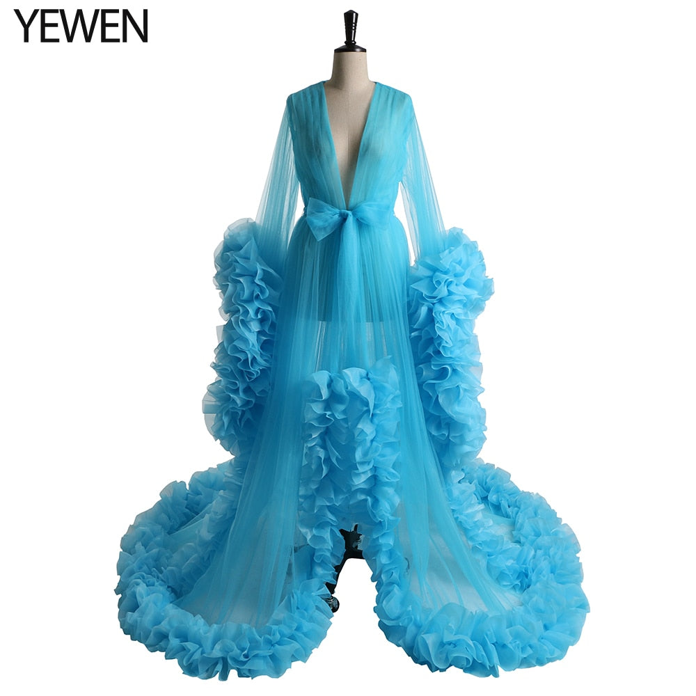Mqtime Sexy Maternity Photography Dresses Organza Ruffle Pregnancy Shoot Dress Long Women Maxi Maternity Gown Photo Prop YEWEN