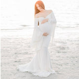 Mqtime Ruffle Cute Maternity Dresses Photography Long Pregnancy Shoot Maxi Gown For Baby Shower Party Evening Pregnant Women Photo Prop