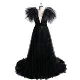Mqtime Elegant Soft Tulle Maternity Dresses Sleeveless Puffy Long Sexy See Through Custom Made Tulle Maternity Robes For Photography