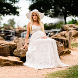 Mqtime Sexy Backless Maternity Photography Dress For Baby Shower Party Evening Pregnancy Maxi Gown White Pregnant Women Photoshoot Prop