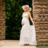 Mqtime Sexy Backless Maternity Photography Dress For Baby Shower Party Evening Pregnancy Maxi Gown White Pregnant Women Photoshoot Prop