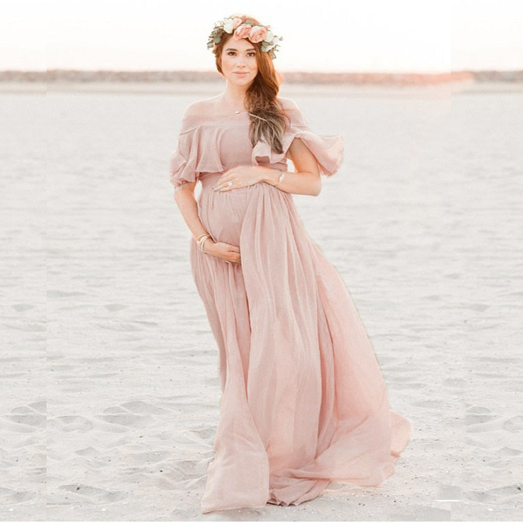 Mqtime Maternity Dresses For Photo Shoot Chiffon Pregnancy Dress Photography Props Maxi Gown Dresses For Pregnant Women Clothes New