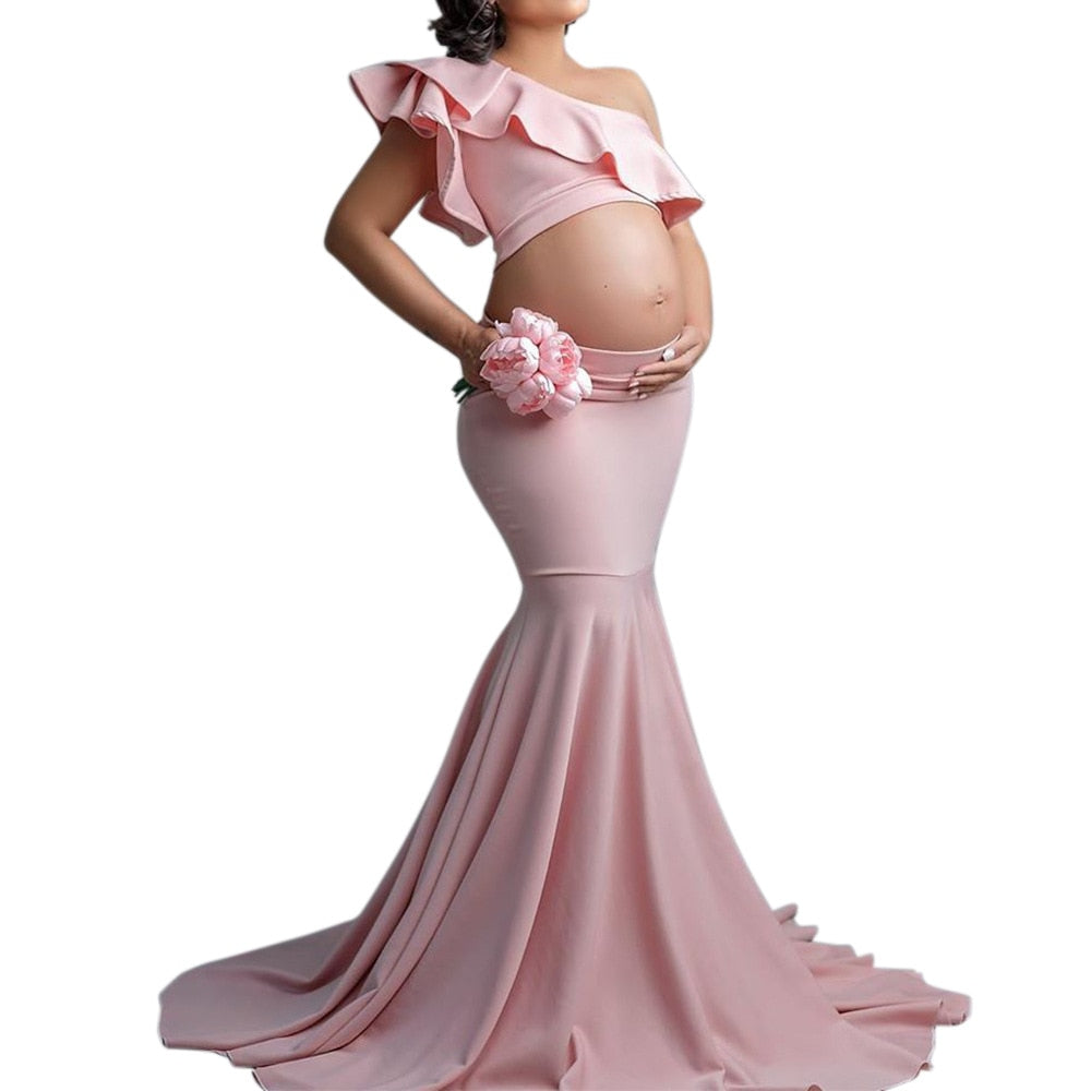 Mqtime Sexy Maternity Dresses For Photo Shoot Ruffles Long Pregnancy Dress Photography Props  Baby Shower Pregnant Women Maxi Gown
