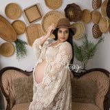Mqtime Photo Shoot Boho Maternity Dress Vintage Soft Cotton Pregnant Embroidery Party Robe Maxi Gown Photography Prop Baby Shower Gift