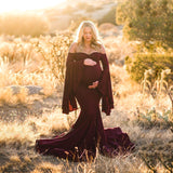 Mqtime Ruffle Cute Maternity Dresses Photography Long Pregnancy Shoot Maxi Gown For Baby Shower Party Evening Pregnant Women Photo Prop