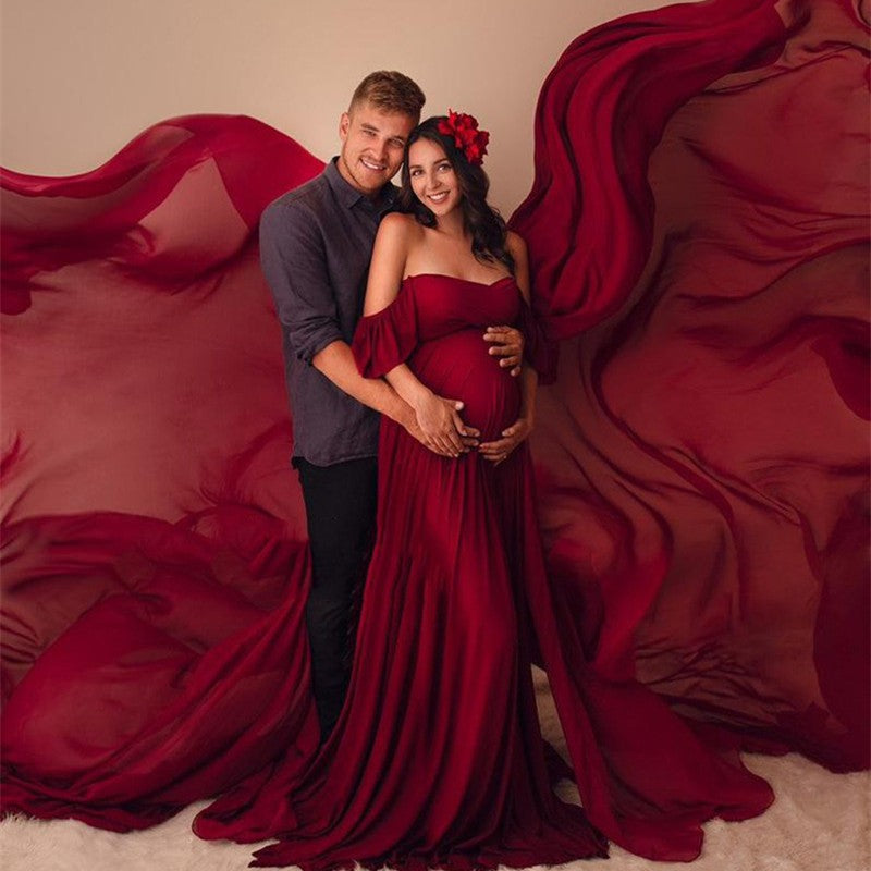 Mqtime Chiffon Maternity Dresses For Photo Shoot Maxi Gown Pregnancy Dress Pregnant Photography Props Dress For Pregnant Women Clothes