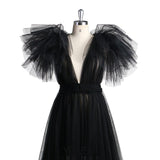 Mqtime Elegant Soft Tulle Maternity Dresses Sleeveless Puffy Long Sexy See Through Custom Made Tulle Maternity Robes For Photography