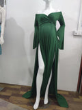 Mqtime Cotton Maternity Dresses for Photo Shoot Sexy Shouldless Ruffle Pregnant Dresses for Women Puff Sleeve Maxi Long Pregnancy Dress