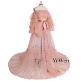 Mqtime Sexy Pink Long Maternity Photography Props Dresses Tulle Perspective Pregnancy Mesh Maxi Gown For Pregnant Women Photo Shooting