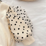 Autumn New Girls Blouse Puff Sleeve Girls Shirts Lace Dot Base Tops Kids Outfit
