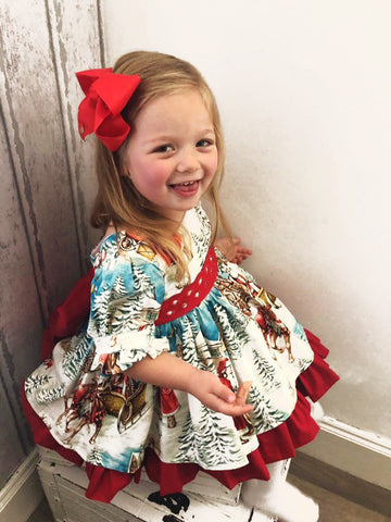 Mqtime 1-6T Christmas Princess Dress Toddler Girls Outfits Kids Baby Girl Bowknot Party XMAS Gown Formal Dress Costume