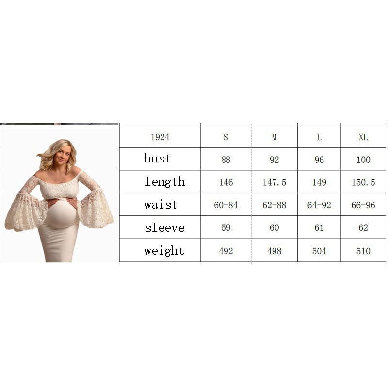 Mqtime  Lace Pagoda Sleeve Dresses Pregnancy Dress Photography Maternity Photography Props Fishtail Maternity Dresses For Photo Shoot