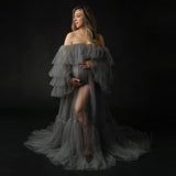 Mqtime Sexy Pink Long Maternity Photography Props Dresses Tulle Perspective Pregnancy Mesh Maxi Gown For Pregnant Women Photo Shooting