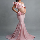 Mqtime Sexy Maternity Dresses For Photo Shoot Ruffles Long Pregnancy Dress Photography Props  Baby Shower Pregnant Women Maxi Gown