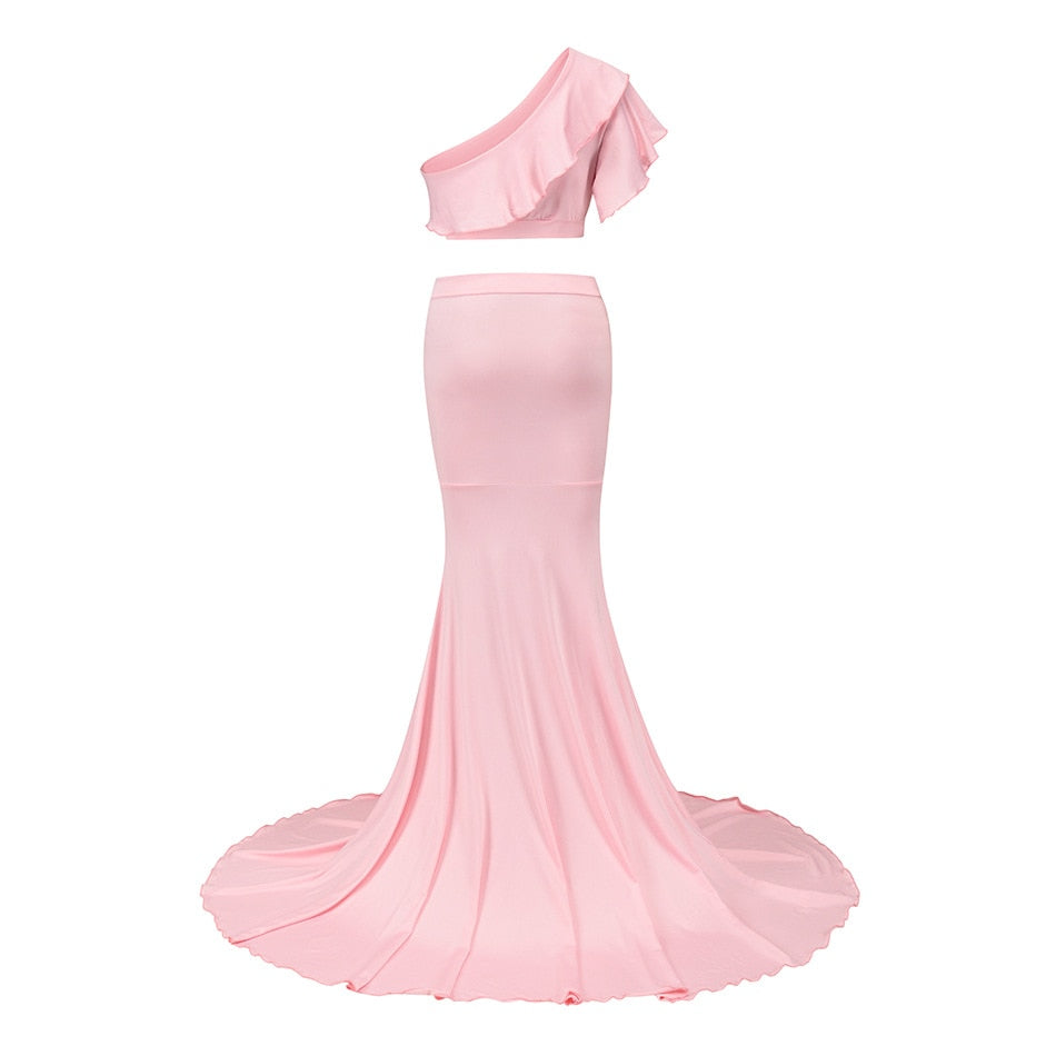 Mqtime Sexy Maternity Dresses For Photo Shoot Ruffles Long Pregnancy Dress Photography Props  Baby Shower Pregnant Women Maxi Gown