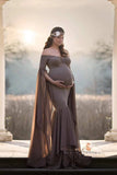 Mqtime Sexy Shoulderless Maternity Photography Props Long Dress For Pregnant Women Fancy Pregnancy Dress Elegence Maxi Gown Photo Shoot