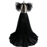 Mqtime Elegant Soft Tulle Maternity Dresses Sleeveless Puffy Long Sexy See Through Custom Made Tulle Maternity Robes For Photography