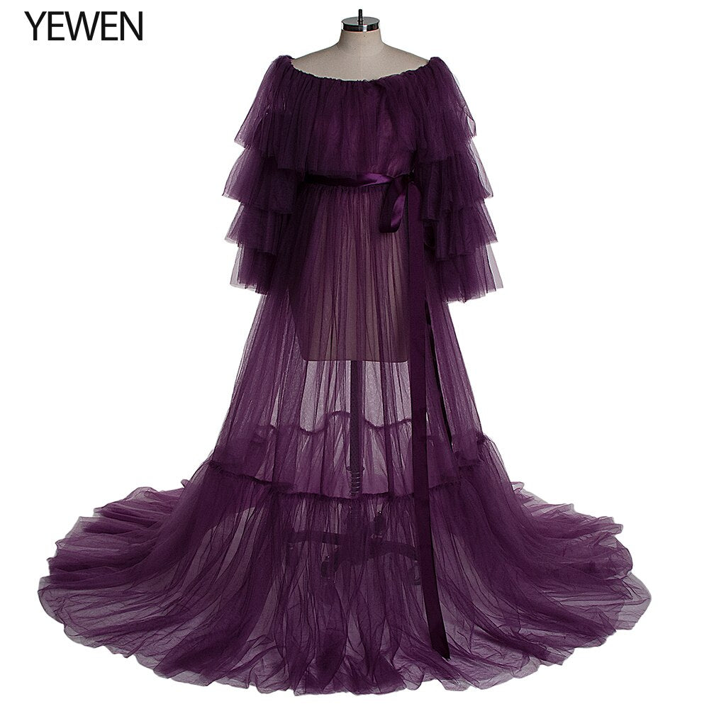 Mqtime Sexy Pink Long Maternity Photography Props Dresses Tulle Perspective Pregnancy Mesh Maxi Gown For Pregnant Women Photo Shooting