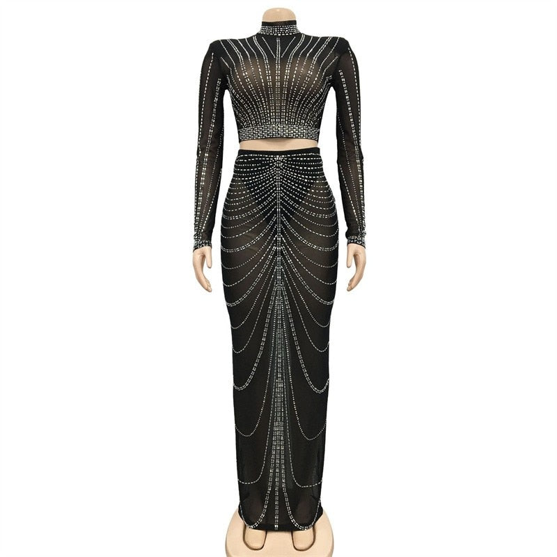 Mqtime 2pcs Maternity Photography Dress Set Sexy Perspective Mesh Nail Drill Dress Pregnant Woman Photo Shoot Clothes Daily Dress Suit