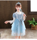 4-12Y Kids Spain Autumn Spring Bow Dress Girls Children Pink Tullefrock Toddler Princess Dresss Mesh Dress lolita Princess skirt