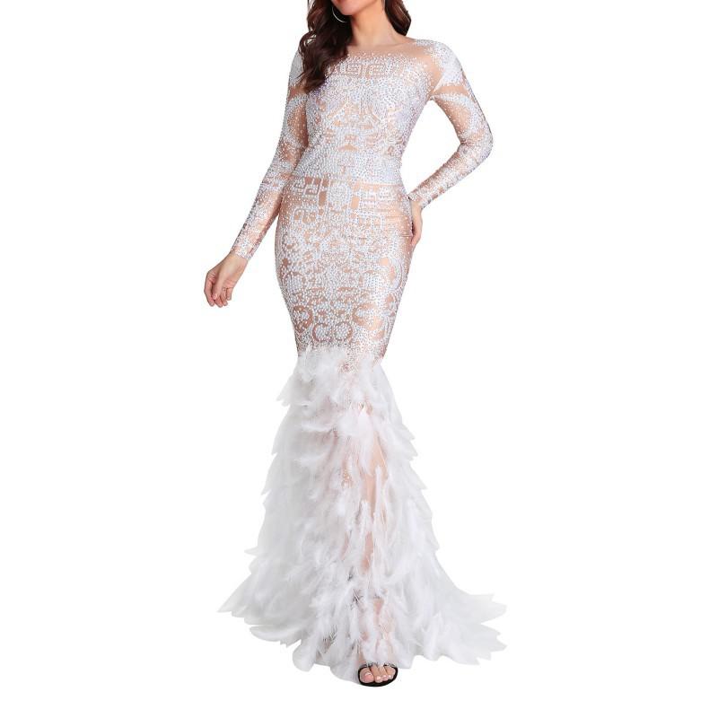 Mqtime Sexy Maternity Dress Rhinestone Tulle Patchwork Dress Mesh Feather Dress Baby Shower Dress Maternity Photography Clothing