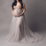 Mqtime Maternity Photography Dress Pink Split Dress Tulle Rhinestone Halter Dress Baby Shower Dress Sweet Wedding Dress Phootshoot Prop
